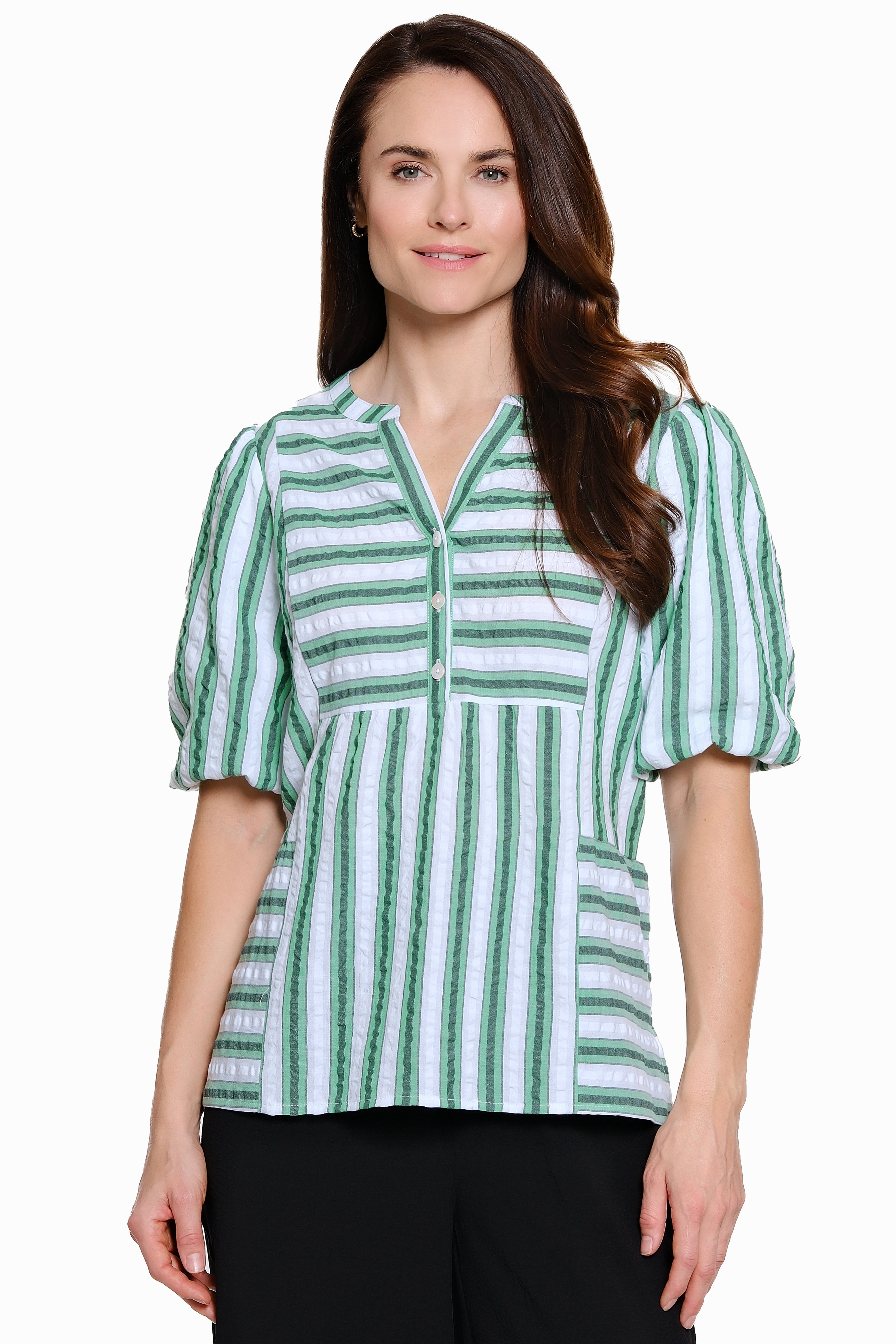 Woven Yarn-Dyed Pop-Over - Kelly Green