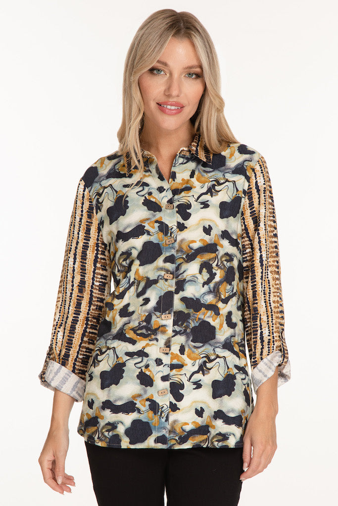 Printed Button Up Tunic