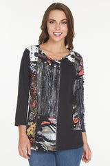 Printed V-Neck Tunic - Women's - Black Print