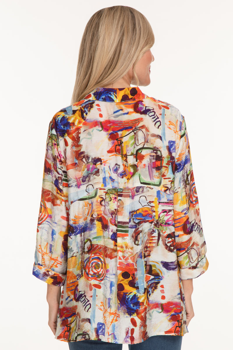 Woven Printed Tunic - Women's - Abstract Multi