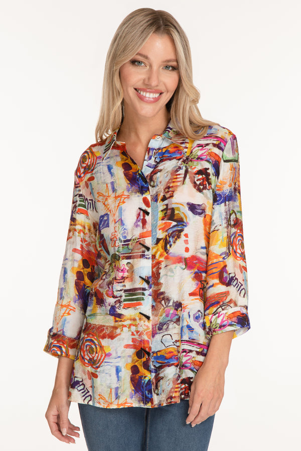 Woven Printed Tunic - Women's - Abstract Multi