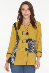 Textured Button Front Tunic - Women's - Mustard