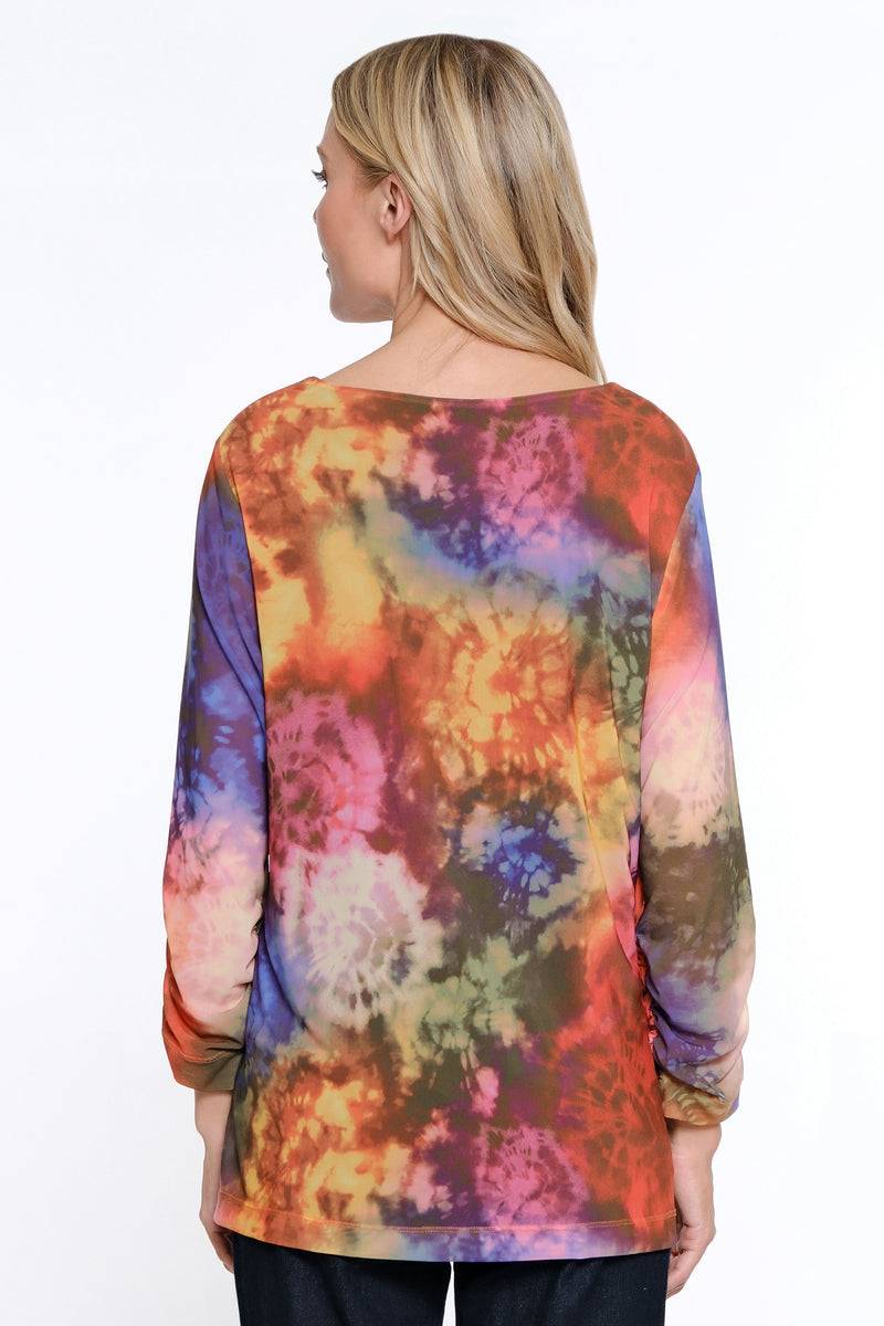 Mesh V-Neck Tunic - Tie Dye Multi