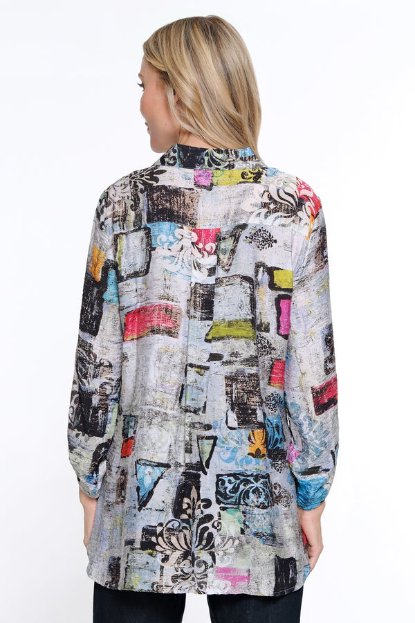 Printed Woven Tunic - Petite - Geo Multi