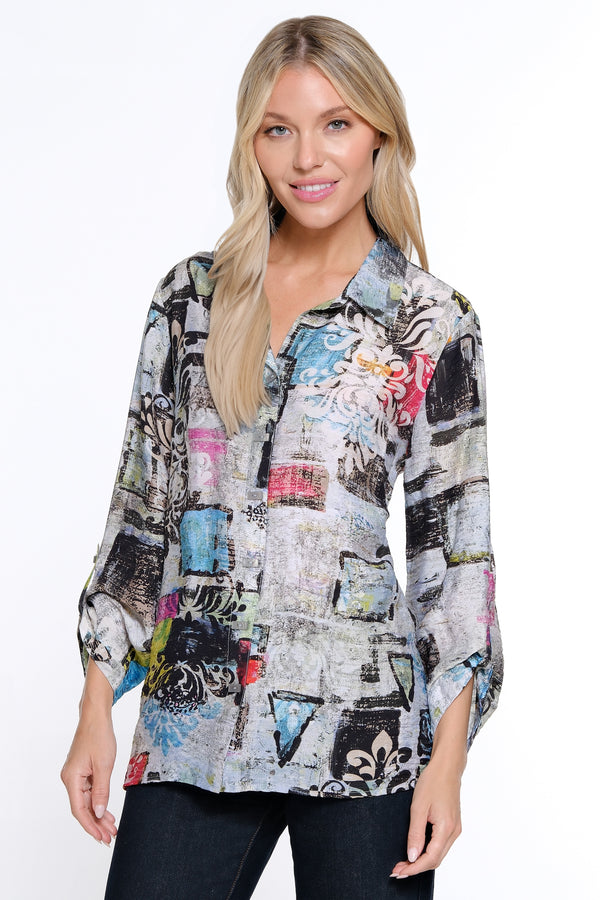 Printed Woven Tunic - Geo Multi