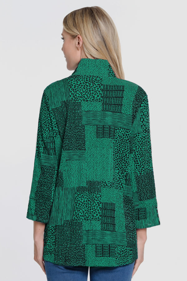 Woven Button Front Tunic - Jade