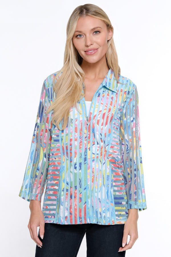 Zip Front Jacket - Abstract Multi