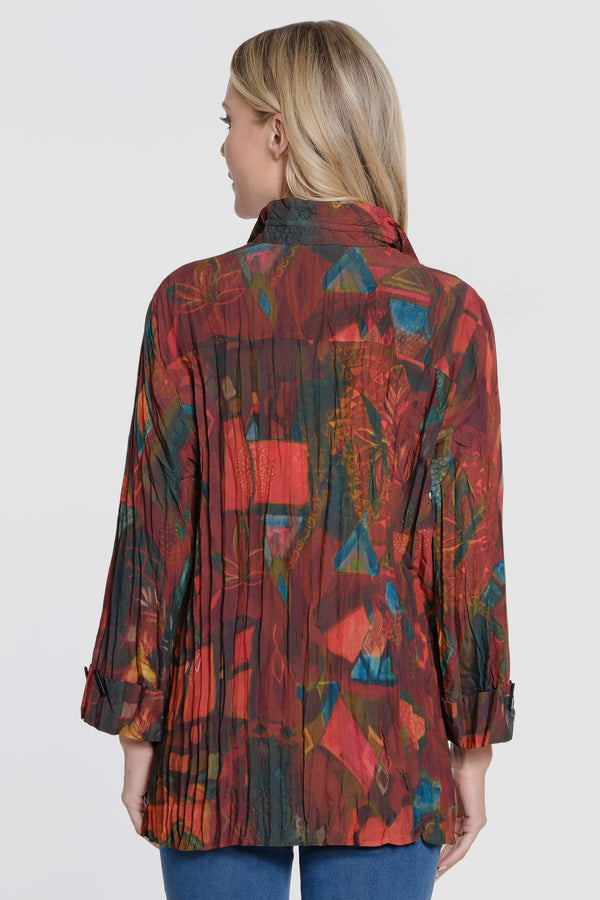 Printed Woven Button Front Blouse - Women's - Multi