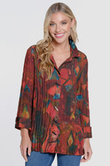 Printed Woven Button Front Blouse - Women's - Multi