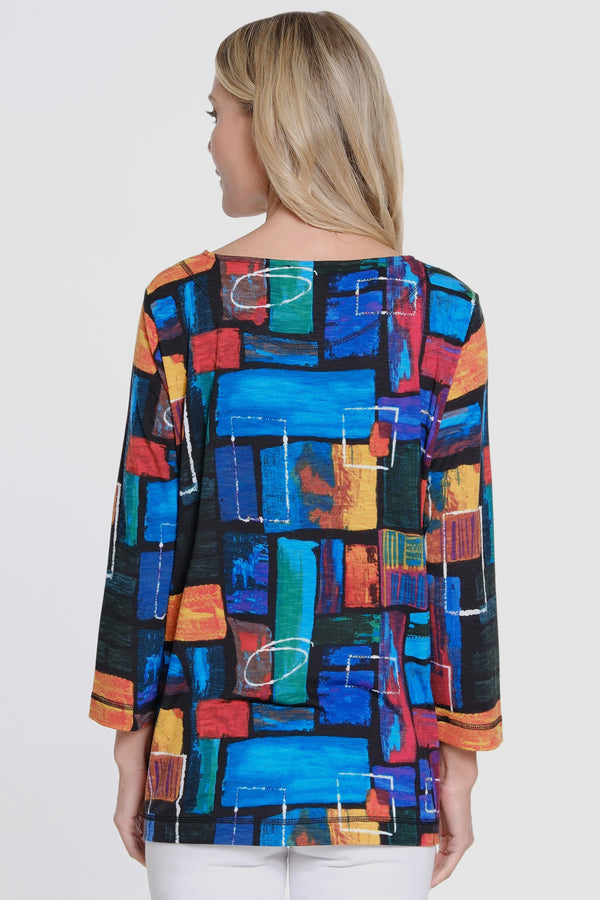 Printed Knit Tunic - Petite - Block Multi