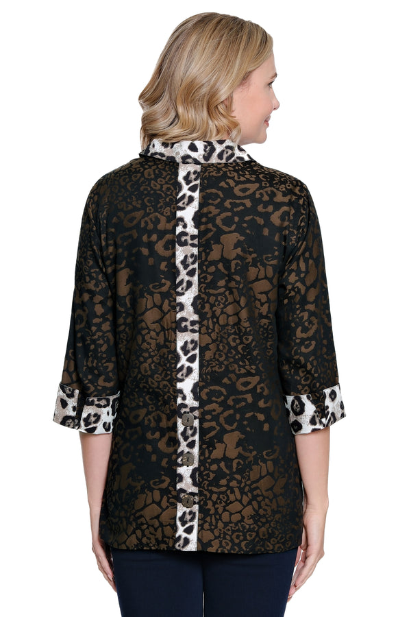 Woven Jacquard Tunic - Plus - Multi Animal Print