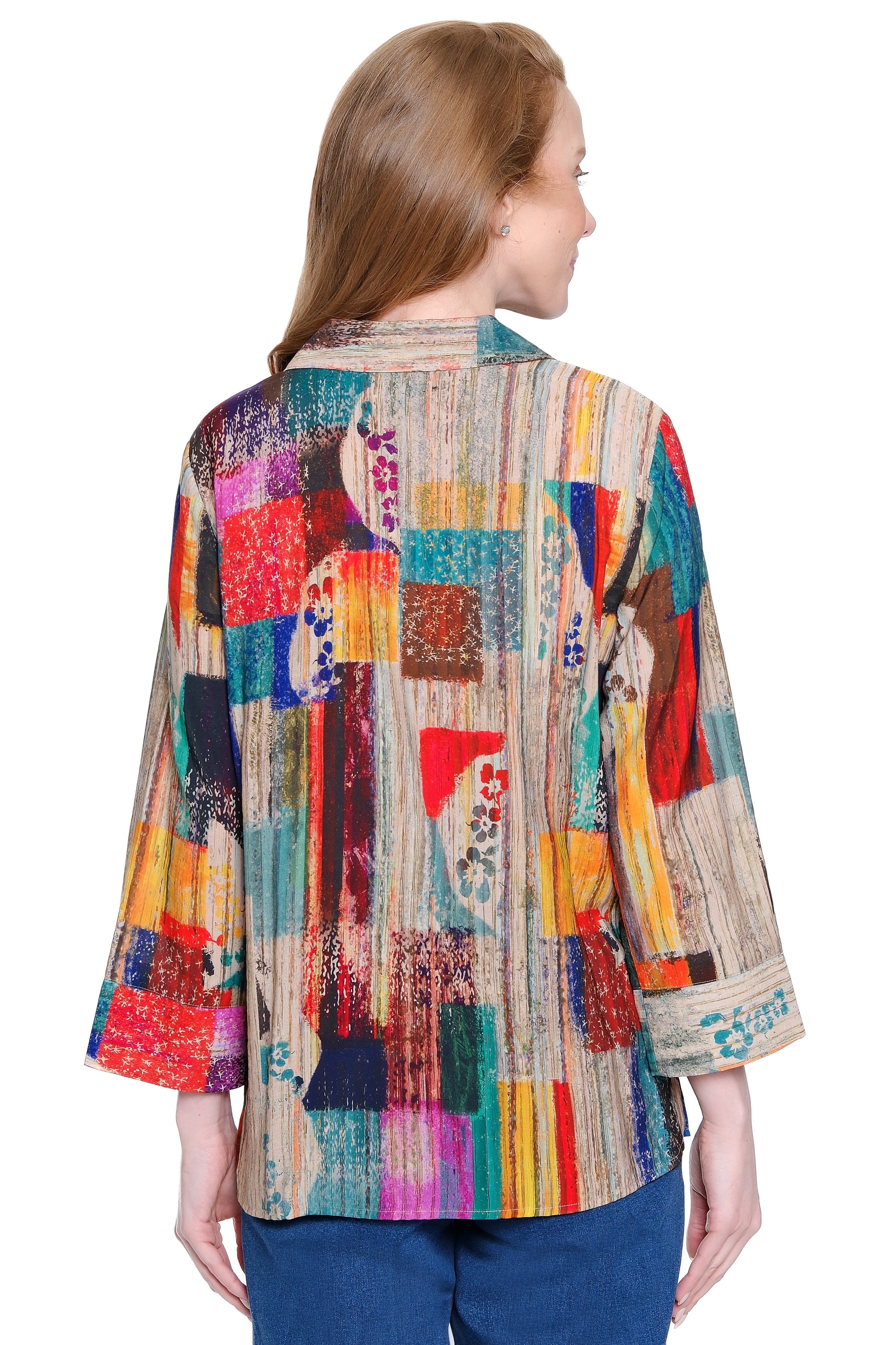 Woven Button-Front Tunic - Plus - Abstract Multi