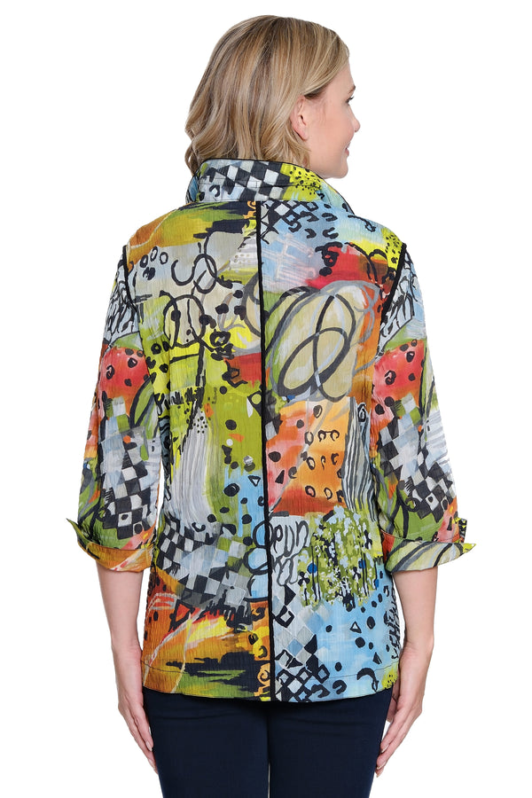 Textured Woven Tunic - Plus - Abstract Multi