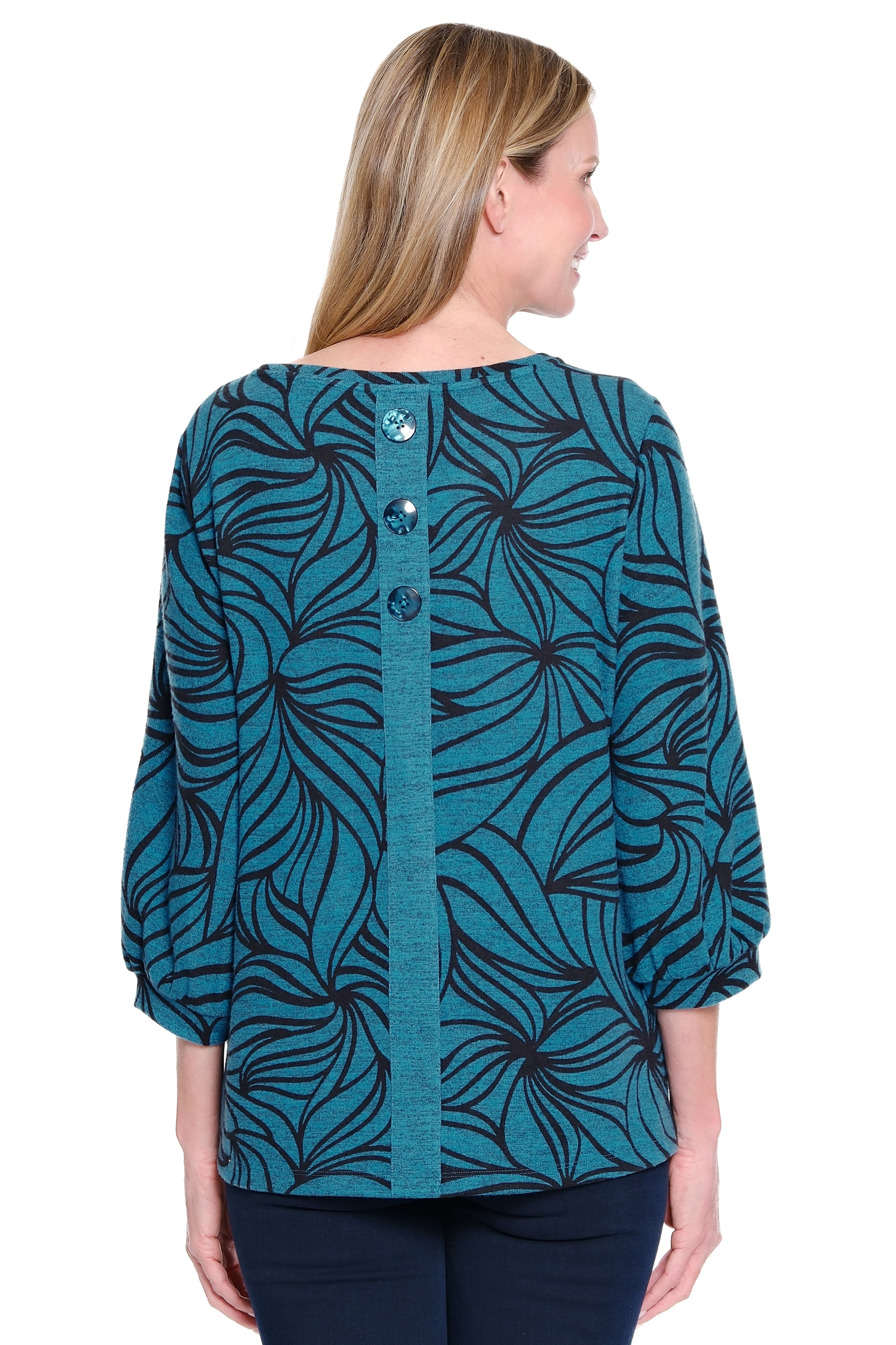 Brushed Knit Popover Tunic - Petite - Dark Teal