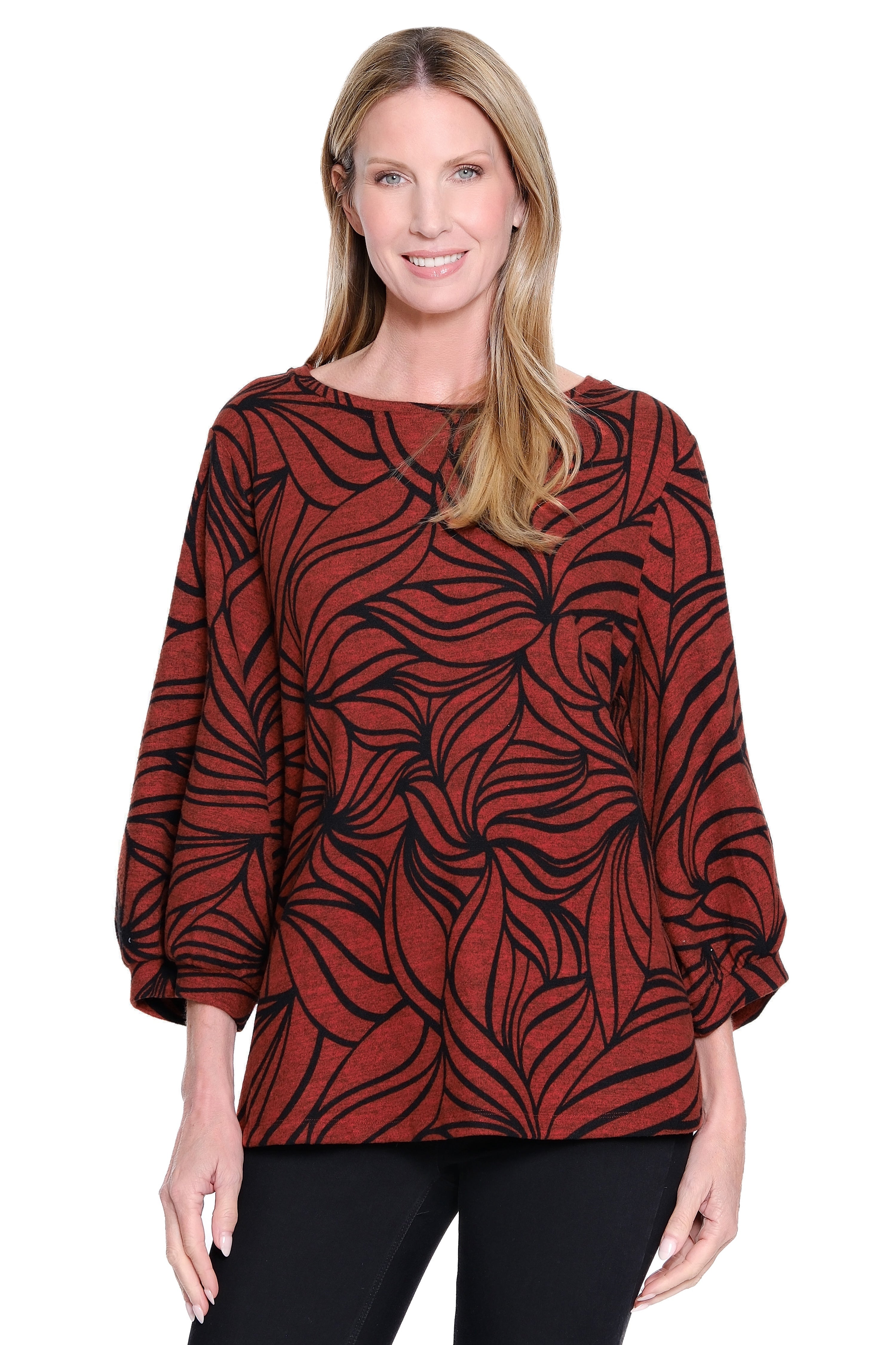 Brushed Knit Popover Tunic - Spice