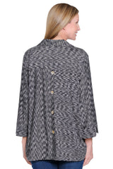 Knit Tunic with Back Button - Plus - Black/White