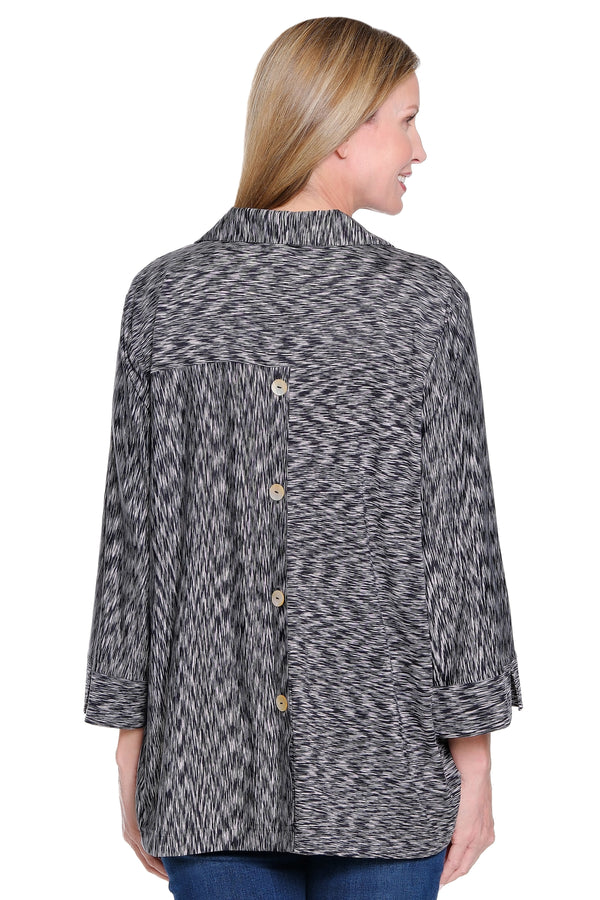 Knit Tunic with Back Button - Plus - Black/White