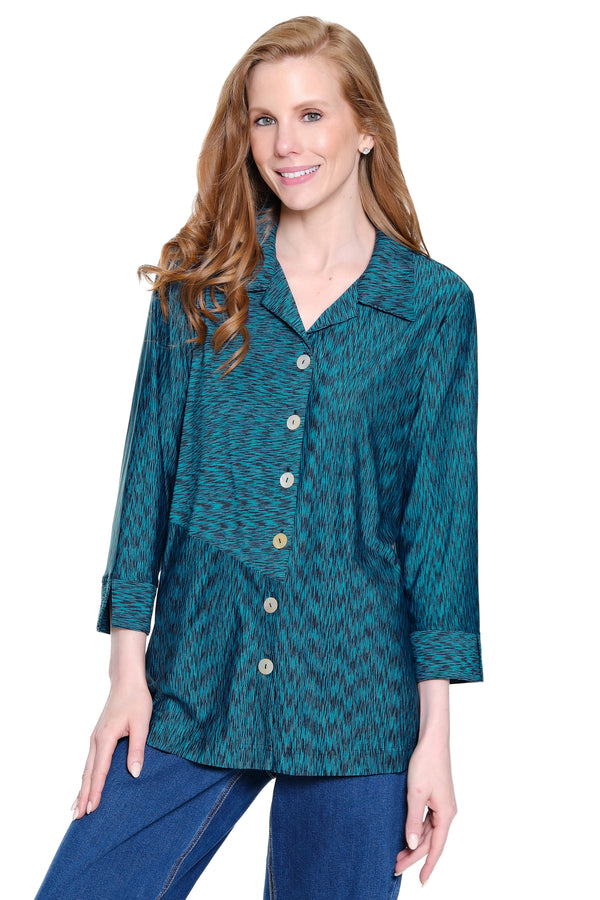 Knit Tunic with Back Button - Dark Teal
