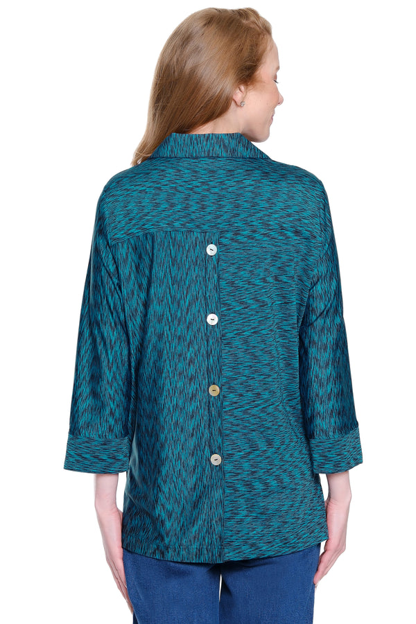 Knit Tunic with Back Button - Dark Teal