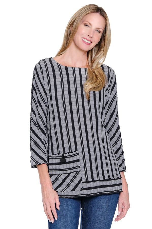 Textured Yarndye Woven Tunic - Ash