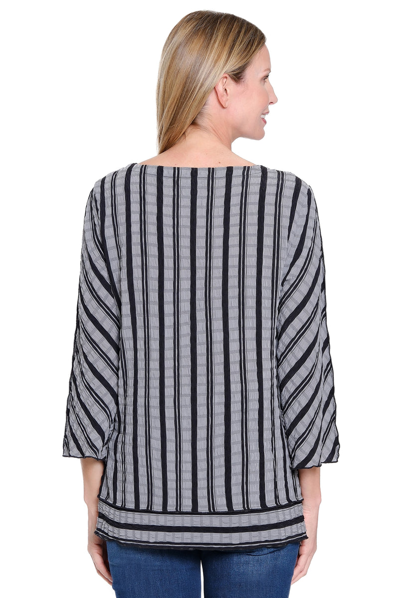 Textured Yarndye Woven Tunic - Ash