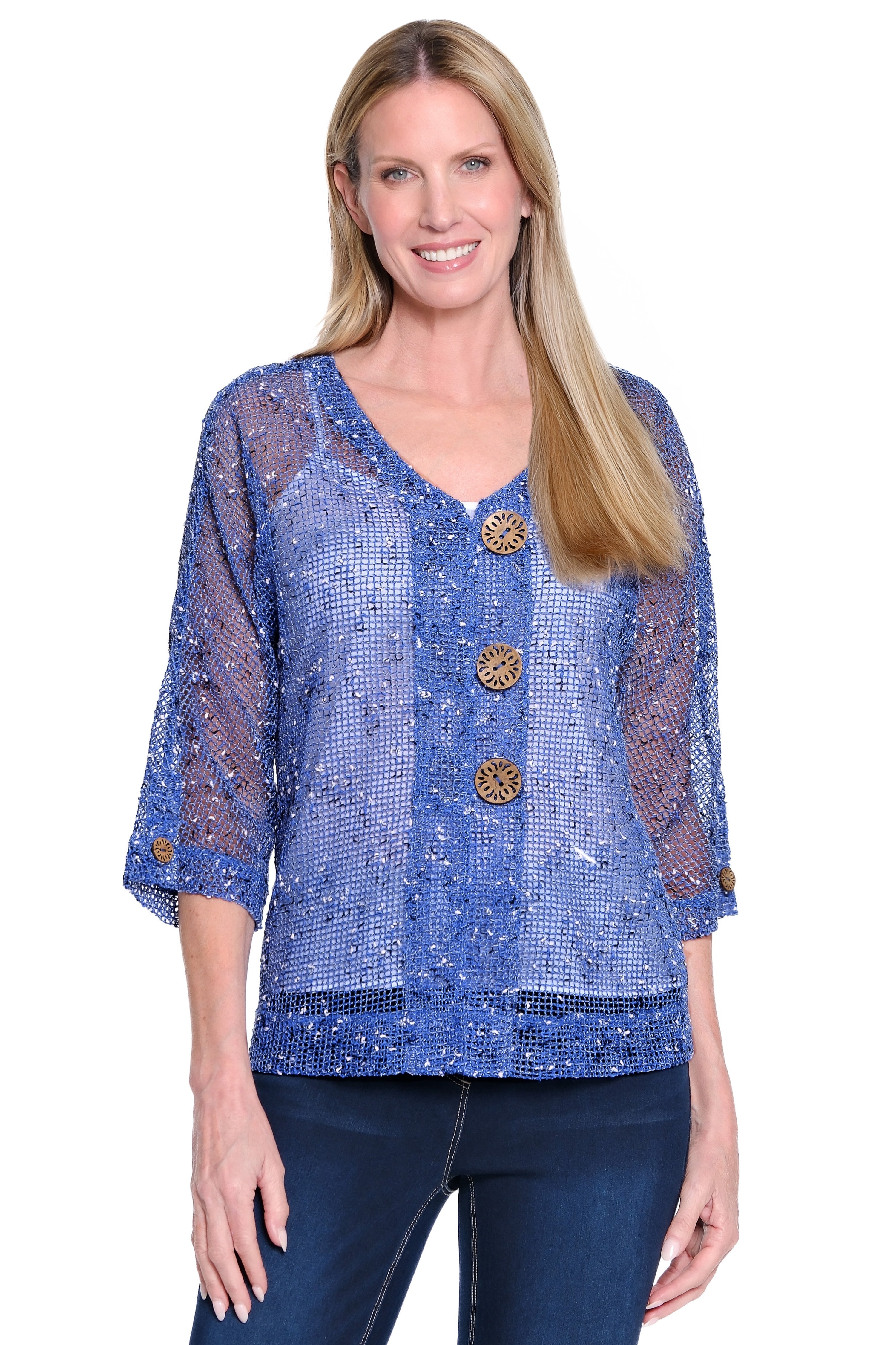 Woven Jacket with Sharkbite Hem - Blue