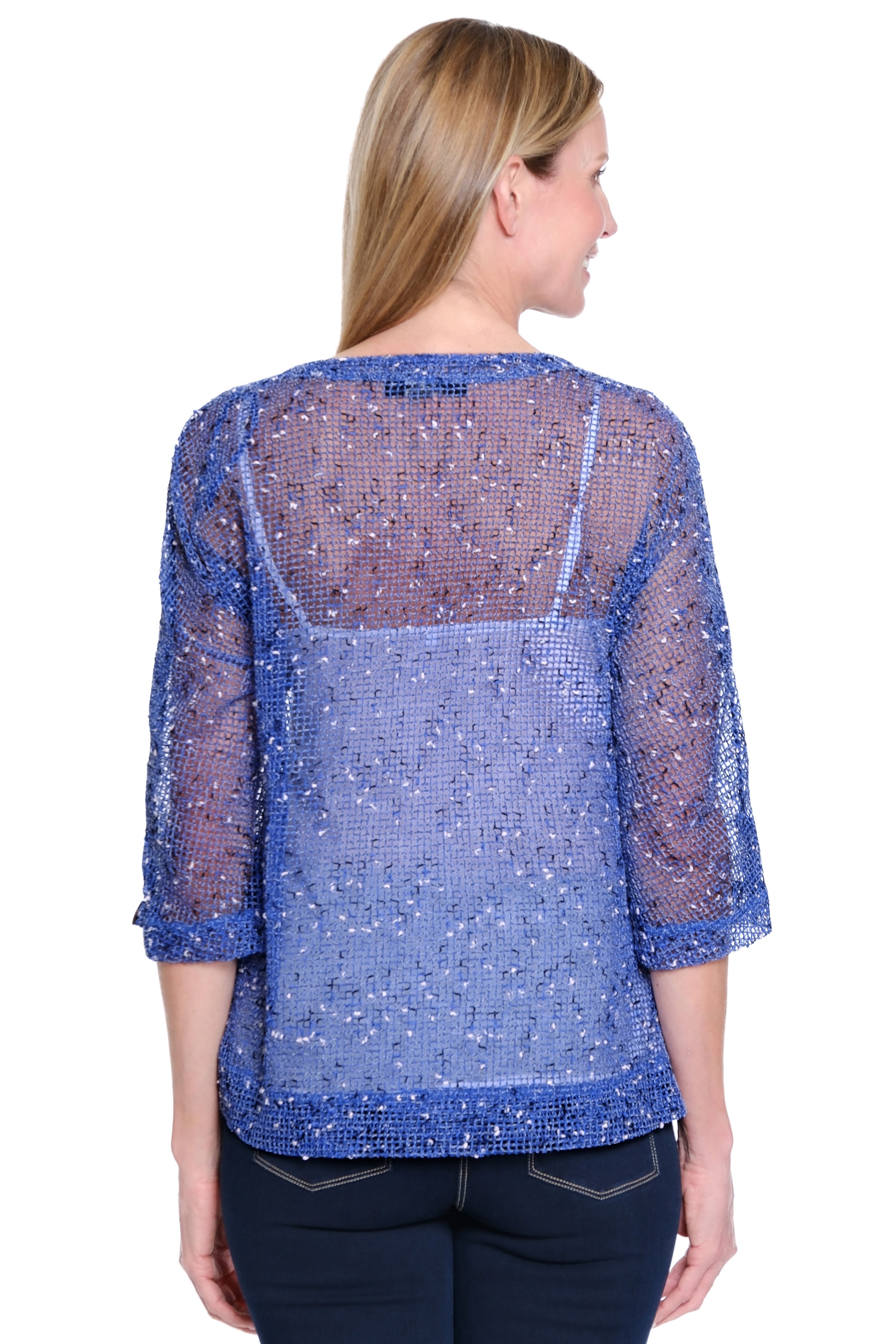 Woven Jacket with Sharkbite Hem - Blue