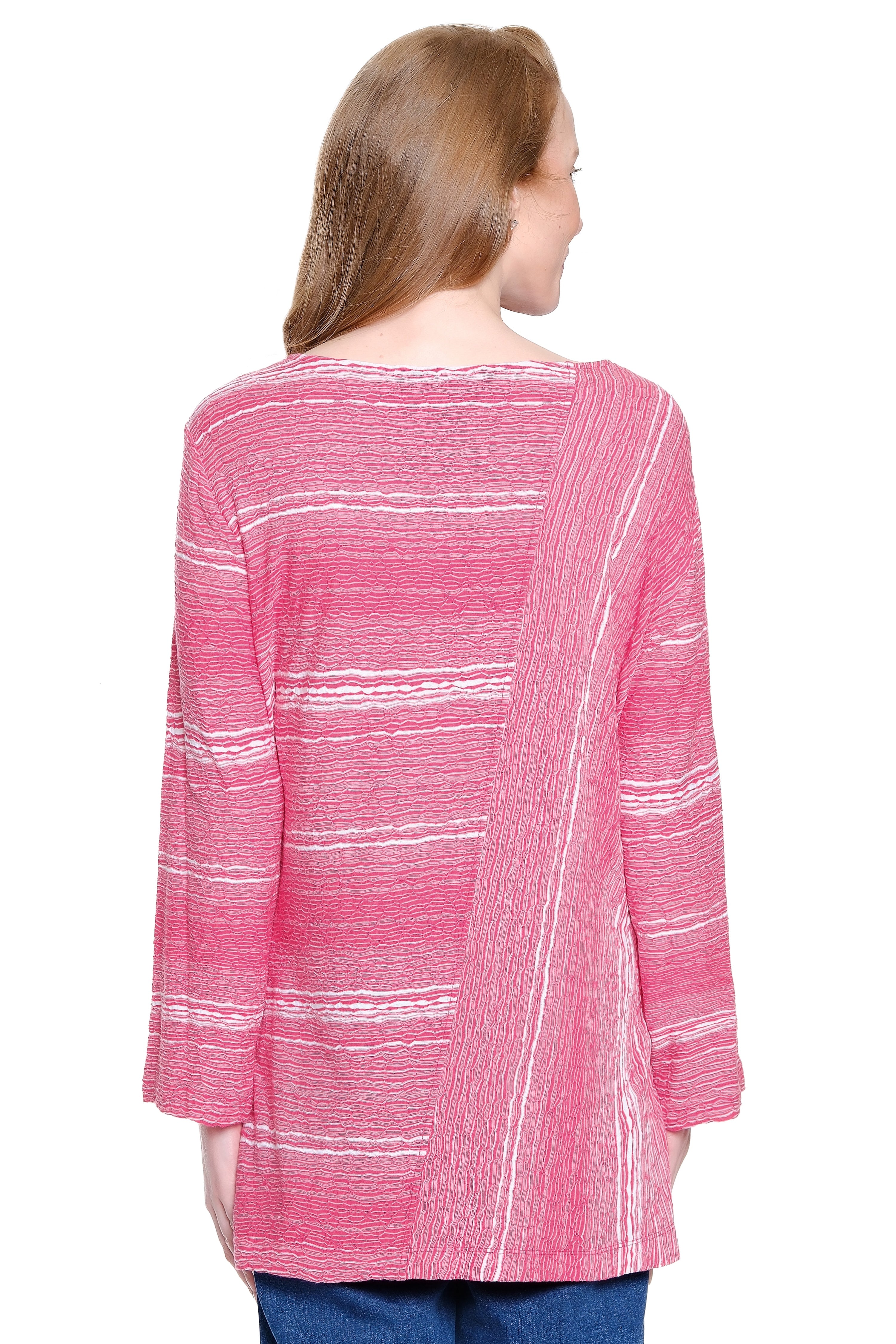 Textured Knit Popover Top with Button Detail - Raspberry