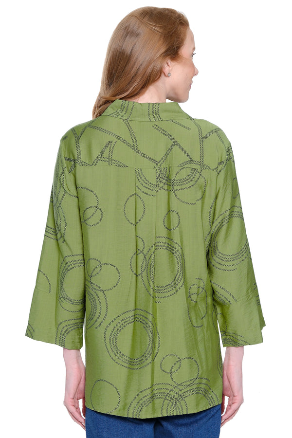 Stretch Woven Print Tunic- Olive