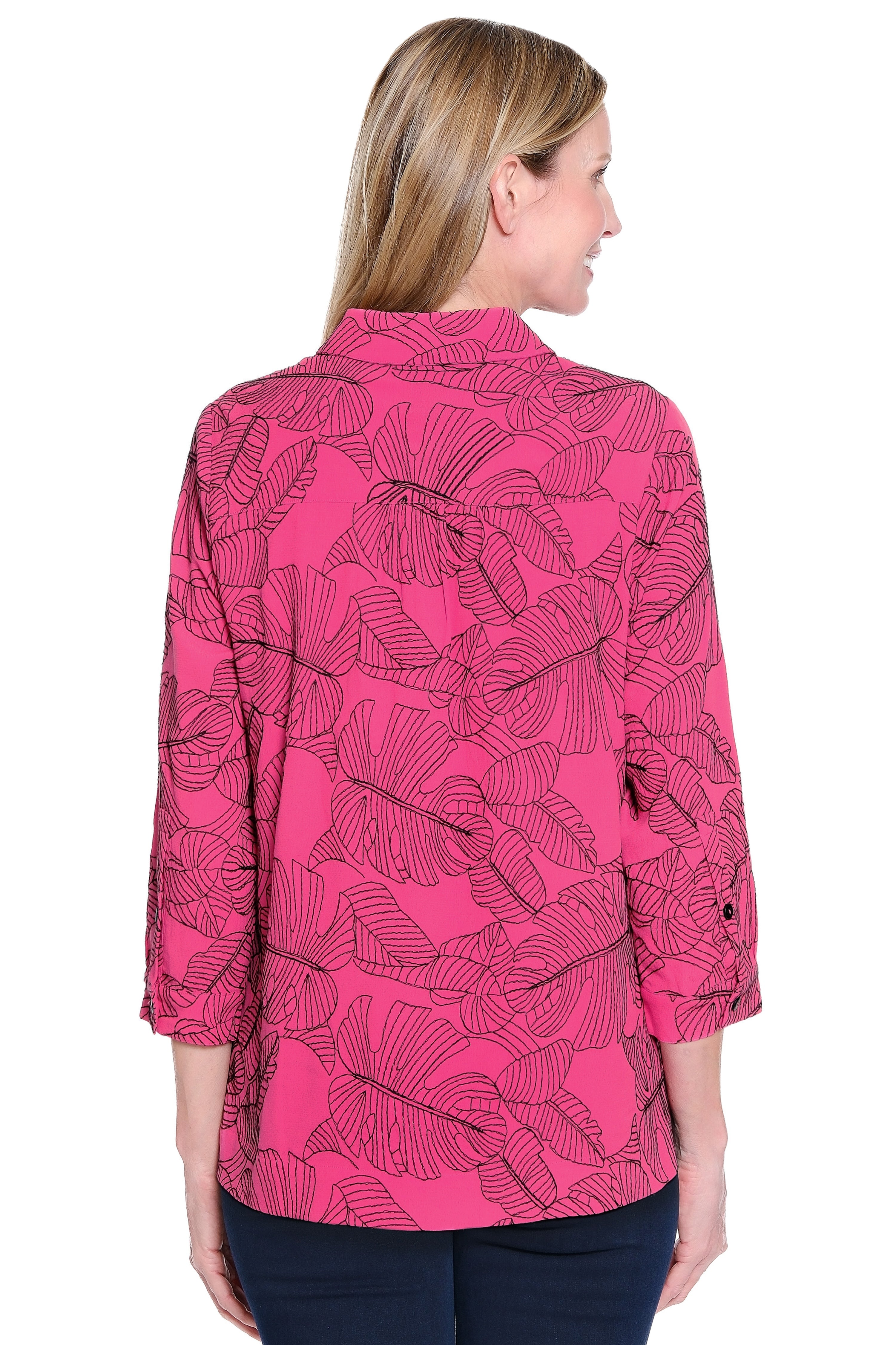 Allover Embroidered Tunic - Plus - Raspberry