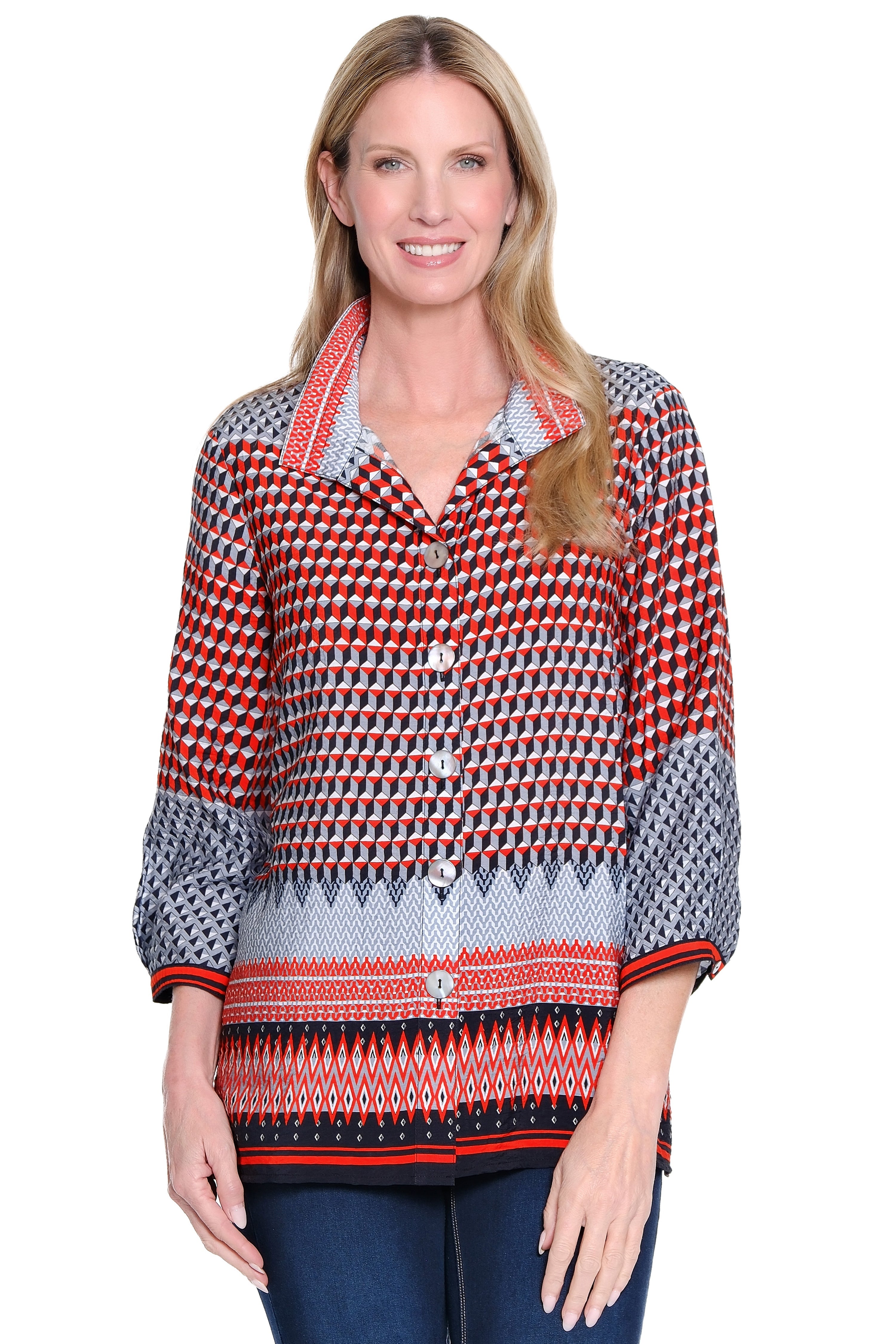 Woven Tunic with Wire Collar - Plus - Multi
