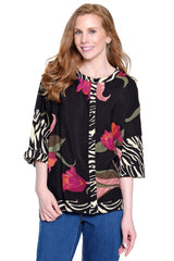 Tunic with Dolman Sleeves and Shark Bite Hem - Plus - Floral Multi