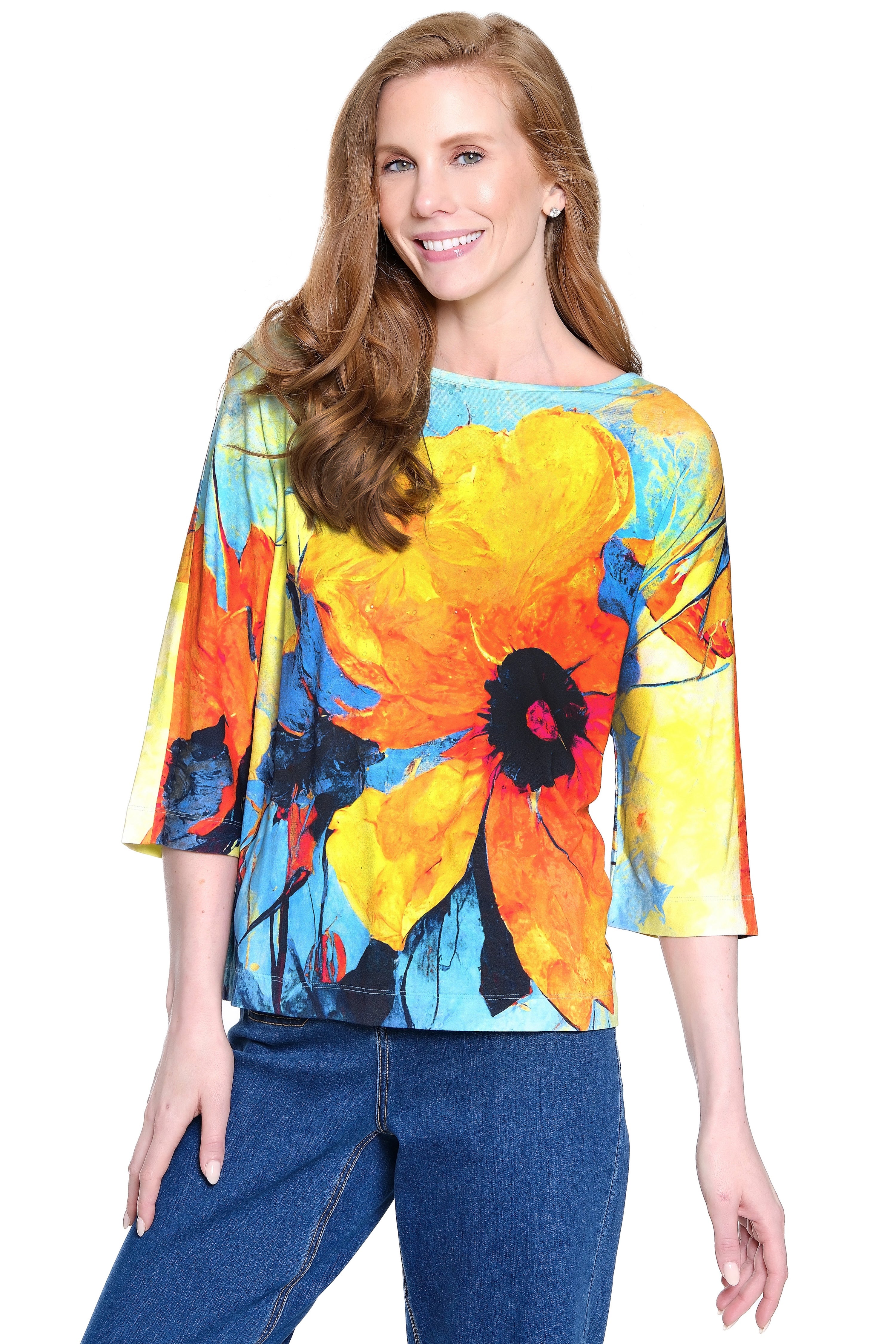 Knit Tunic with Gel Dot Details - Warm Flower