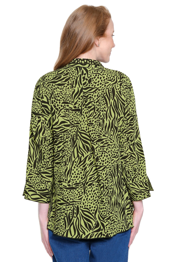 Woven Tunic with Cuff Sleeves - Plus - Citron