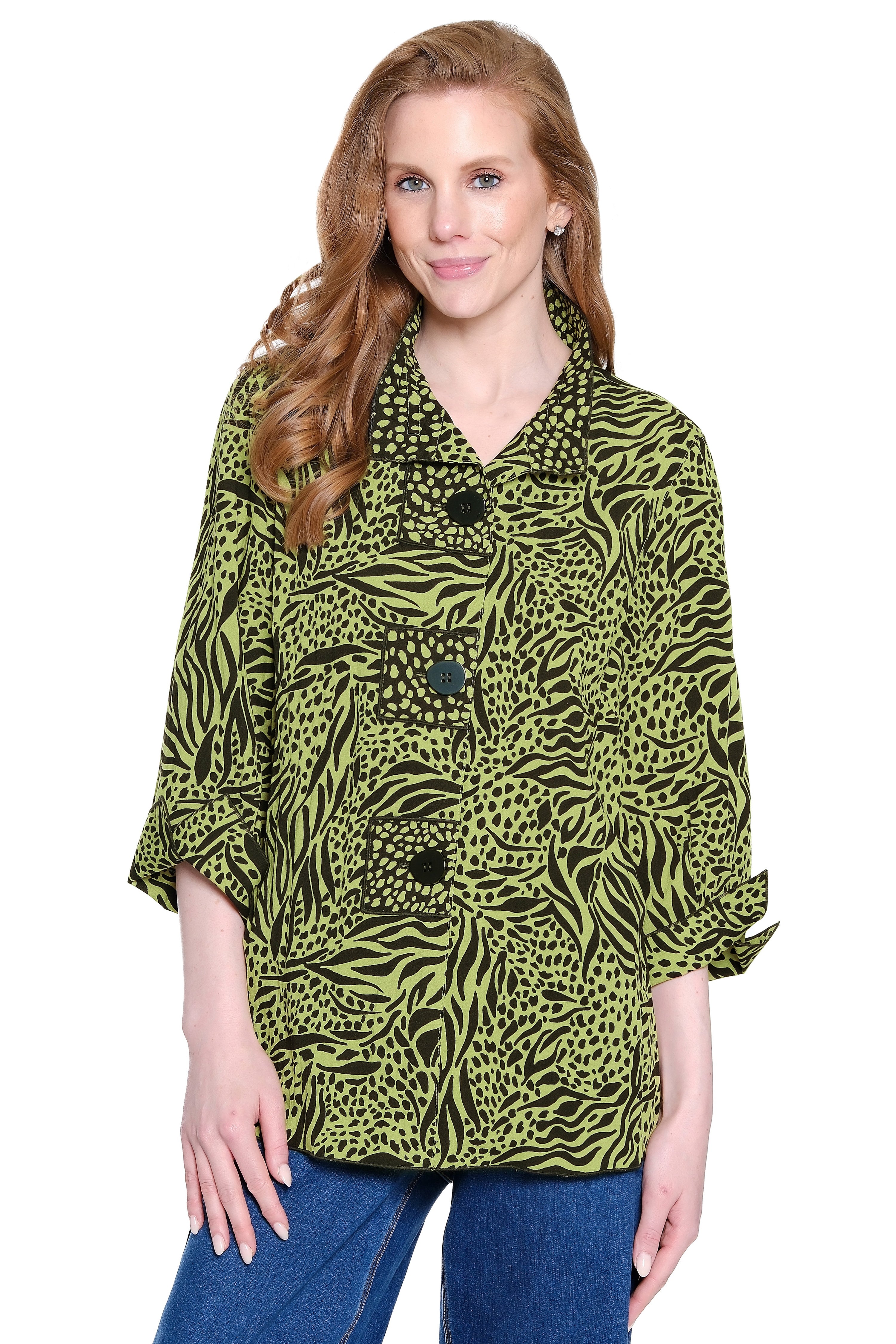 Woven Tunic with Cuff Sleeves - Citron