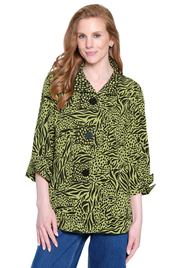 Woven Tunic with Cuff Sleeves - Plus - Citron