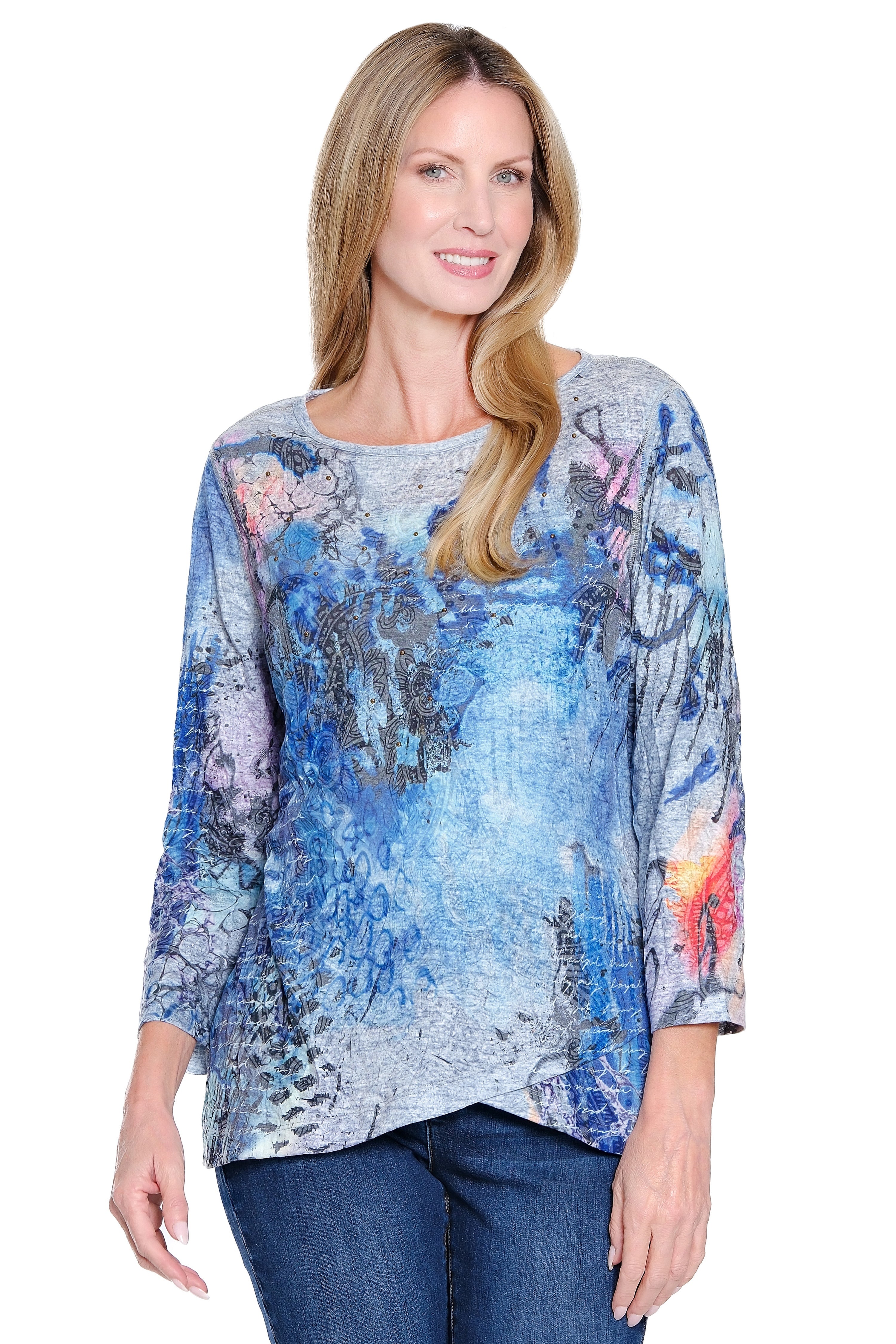 Crinkle Knit Burnout Tunic - Multi