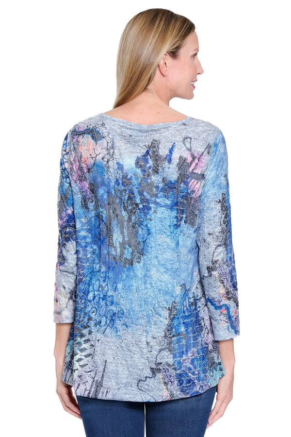 Crinkle Knit Burnout Tunic - Multi