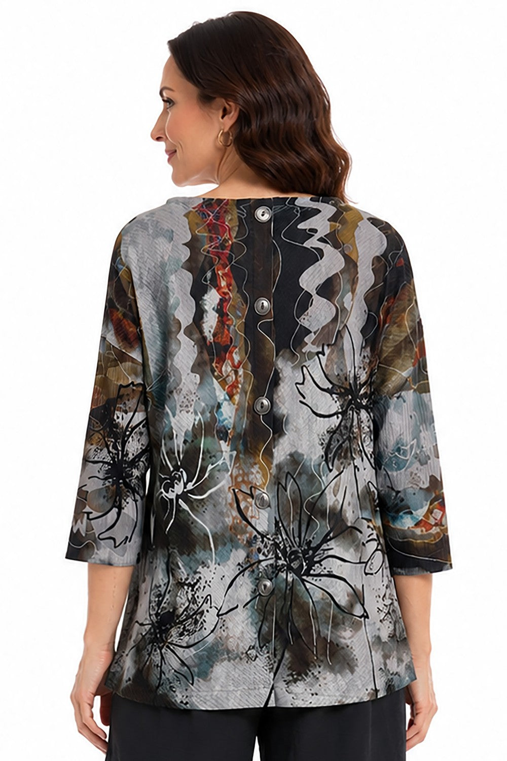Ali Miles Abstract Multi Rib Knit Popover - Missy