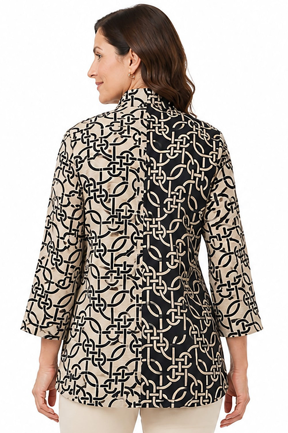 Ali Miles Linen Multi Woven Button-Front Top - Missy