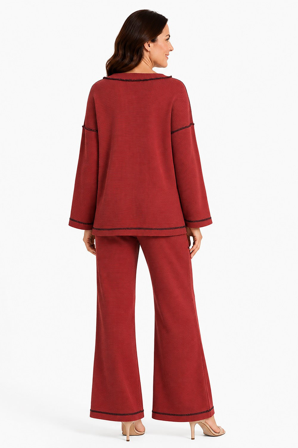 Ali Miles Paprika Textured Knit Pull-On Pant - Plus