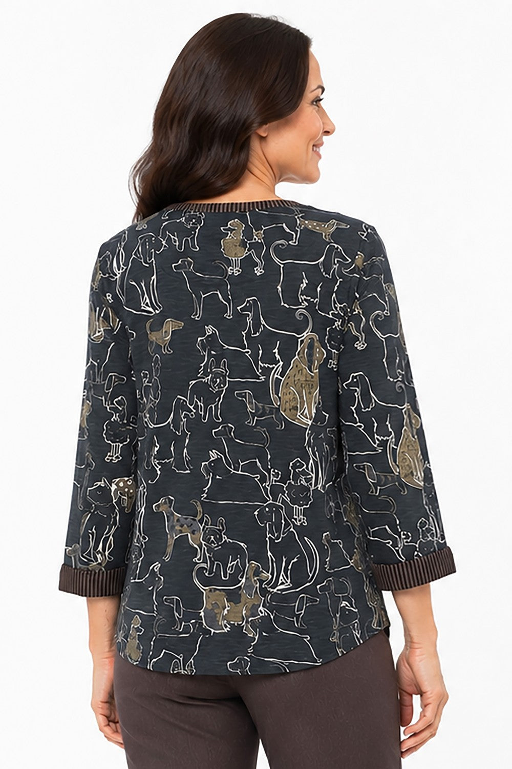 Ali Miles Multi Animal Print Knit Popover - Missy