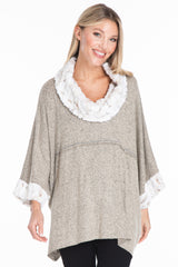 Cowl Neck Poncho - Women's - Natural