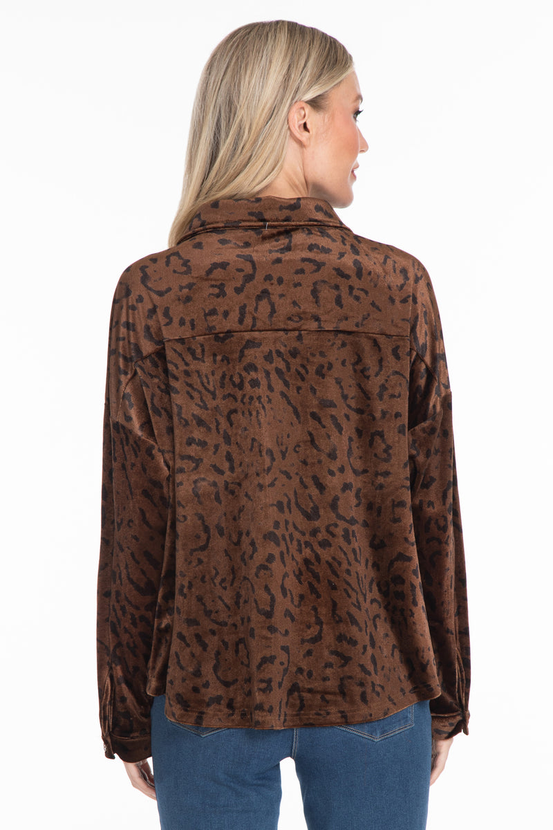 Printed Velvet Tunic - Women's - Chocolate Animal
