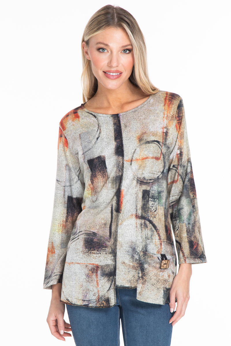 Knit Print Tunic - Abstract Multi