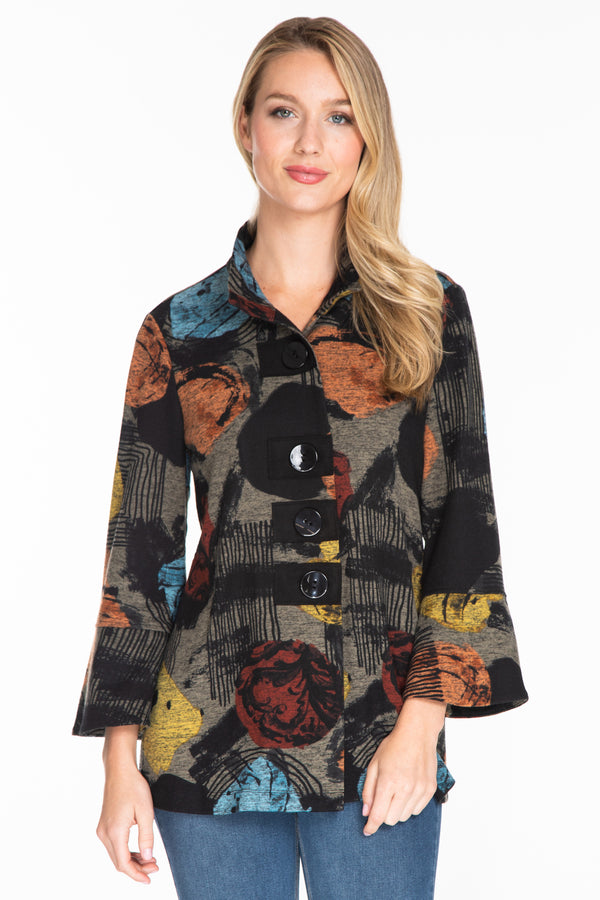 Print Knit Jacket - Women's - Circle Multi