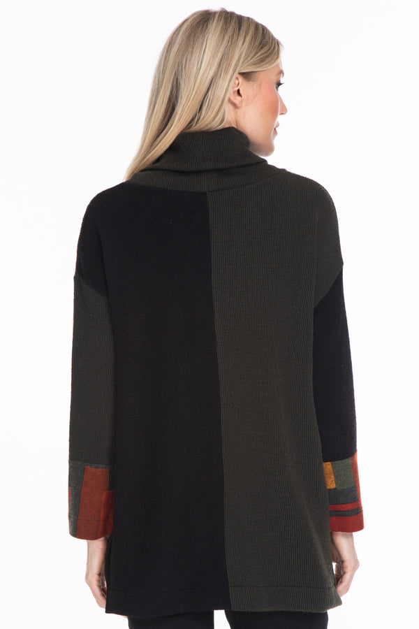 Ribbed Cowl Neck Tunic - Women's - Patch Multi