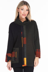 Ribbed Cowl Neck Tunic - Petite - Patch Multi