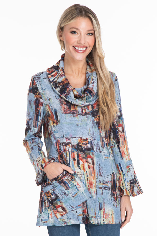 Bell Sleeve Tunic - Petite - Abstract Multi