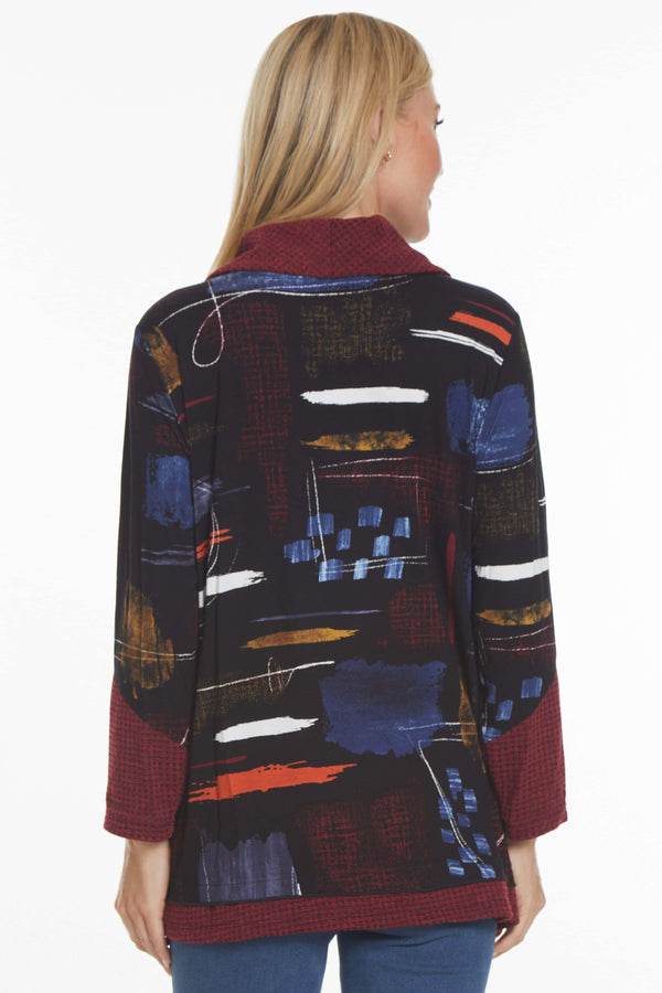 Print Cowl Neck Tunic - Abstract Multi